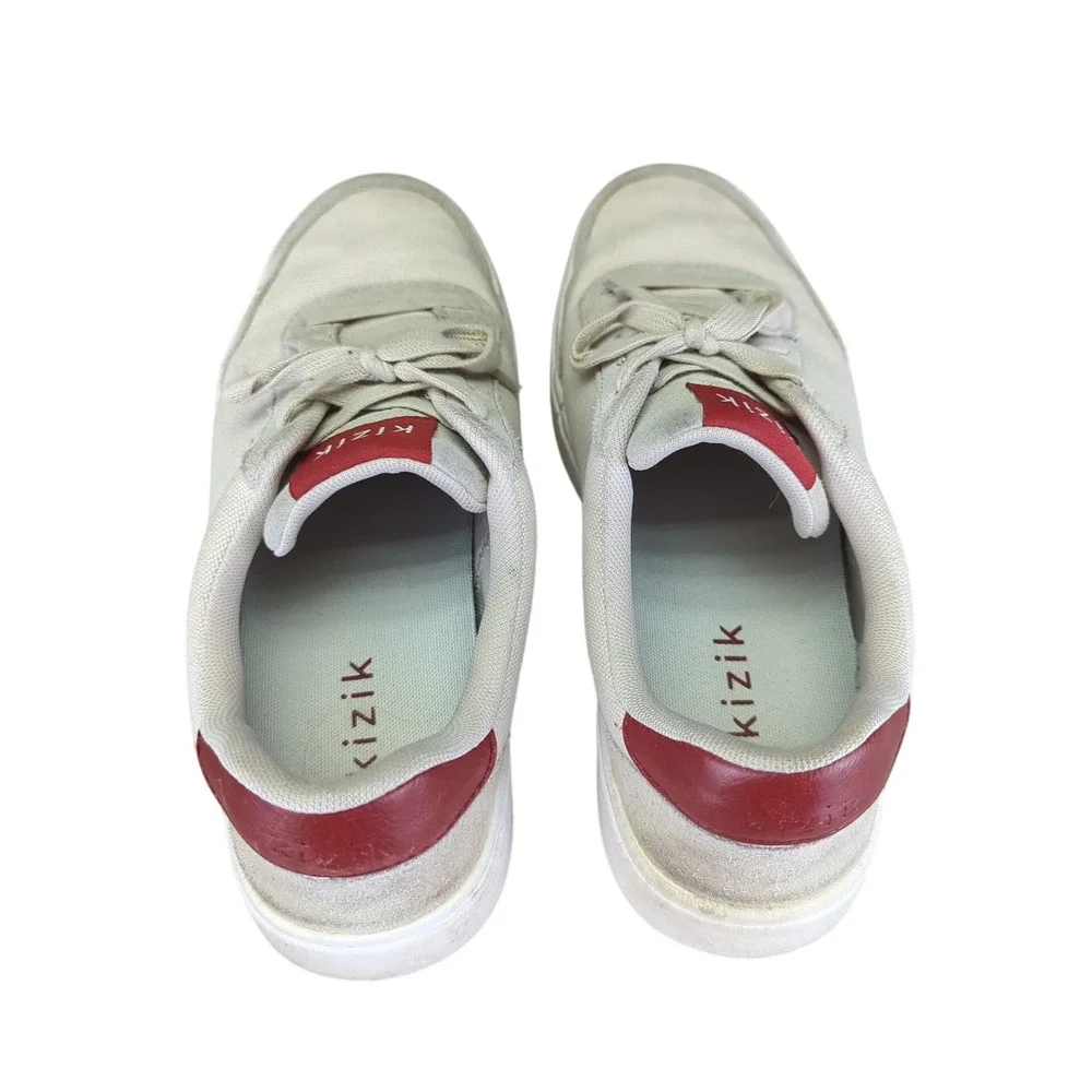 Kizik Prague Men's 8.5 Cream Red Casual Sneakers Hands Free‎ Easy Slip On Shoes
